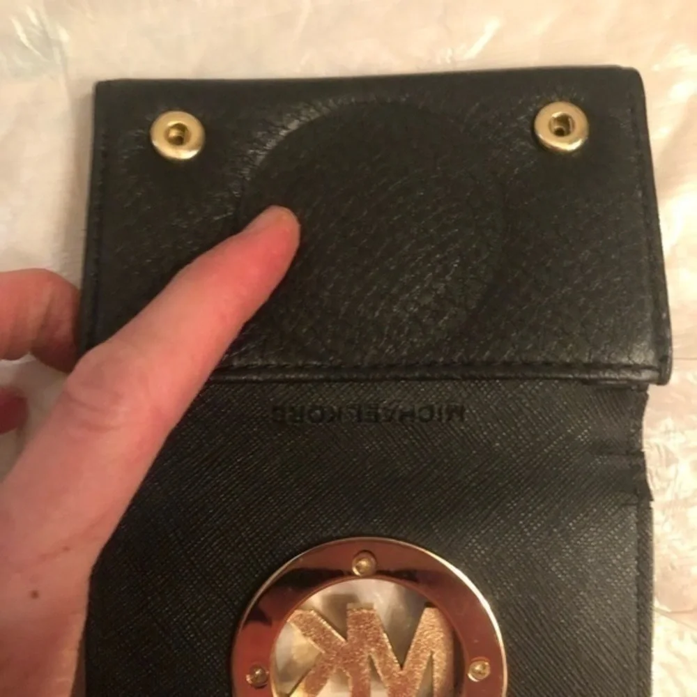 Michael kors black mk logo mini card case